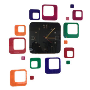 Wall clock multicolour square theme