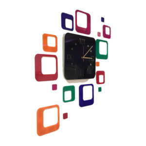 Wall clock multicolour square theme