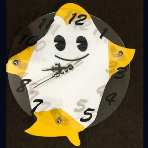 Yellow colour penguin theme wall clock online for kids